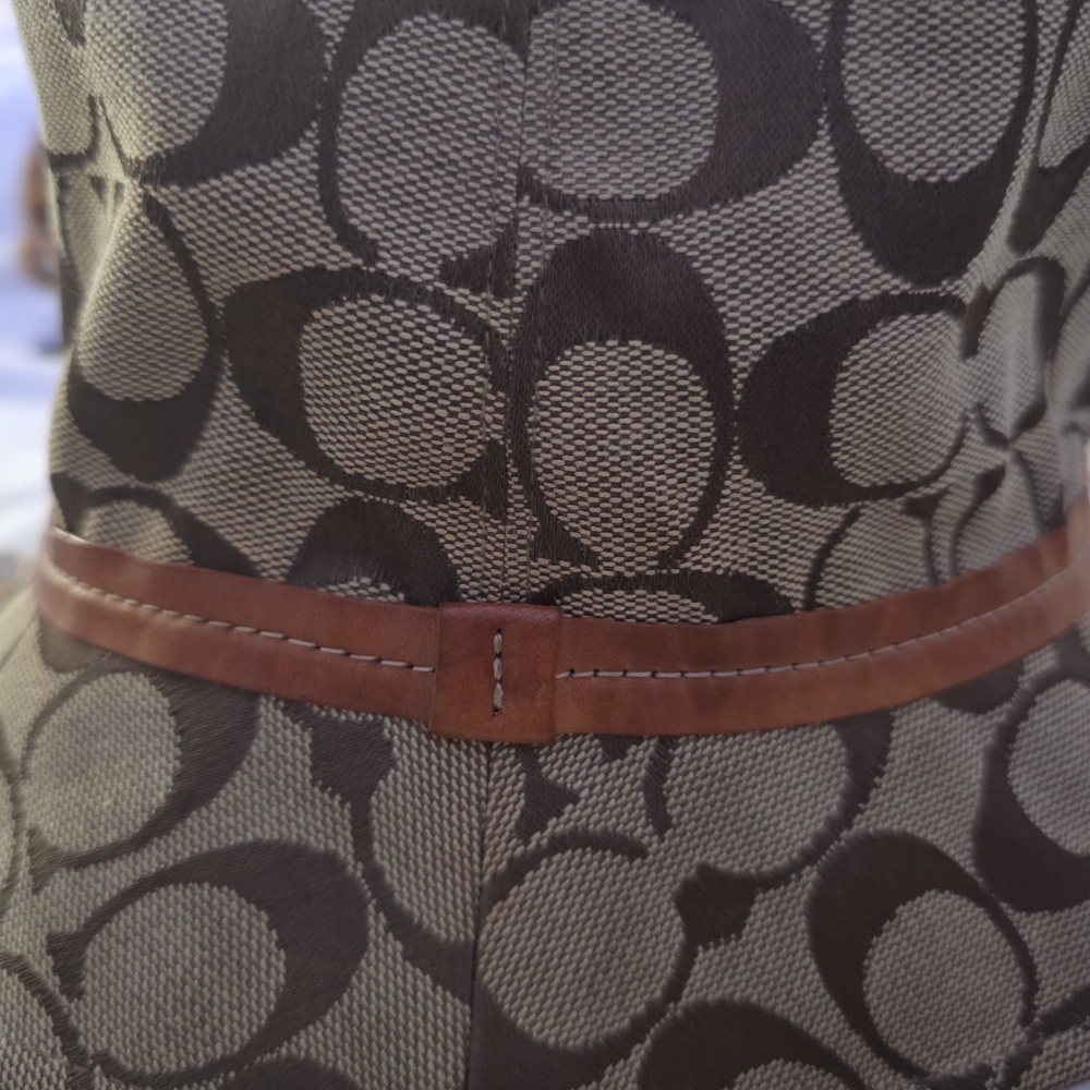 Coach Signature Orange Bucket Hat With Leather Band - Picture 3 of 7